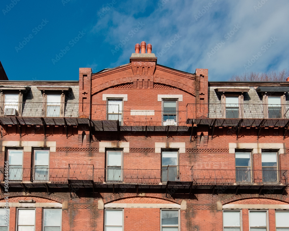 Obraz premium Historical temple building with second empire style Marlborough MA USA