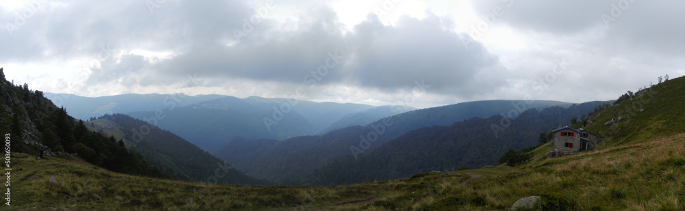 Le Honeck, France - August 2020 : Hiking to the Honeck mountain (1363 m) in the Vosges Mountains Le Honeck, France - August 2020 : Hiking to the Honeck mountain (1363 m) in the Vosges Mountains