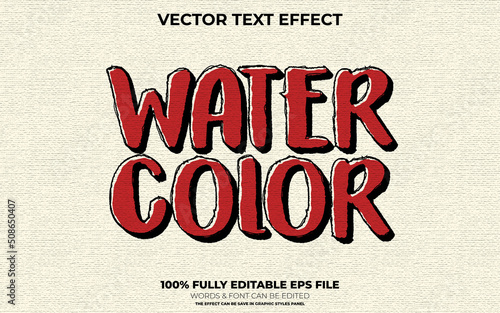 Water Color with Black Ink outline Editable Vector Text Effect
