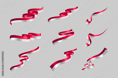 indonesia flag ribbon collection set independence design element