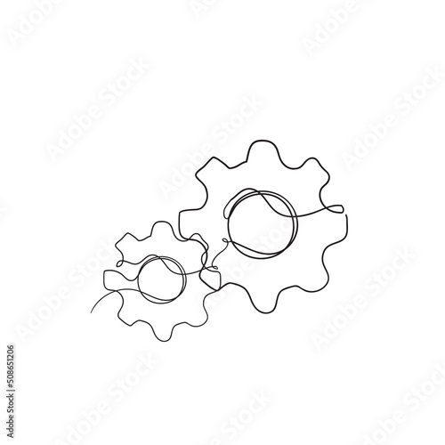 continuous line drawing gear cog wheel illustration vector