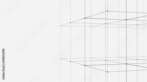 A Web site header or banner design global network connection that connects an abstract polygon background with dots and lines. Digital technology with flexus background and space for text space