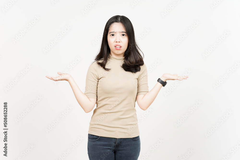 Doubt Confused, Don't know Gesture Of Beautiful Asian Woman Isolated On White Background Doubt Confused, Don't know Gesture Of Beautiful Asian Woman Isolated On White Background