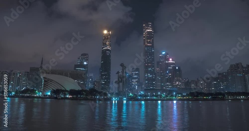 Wallpaper Mural Timelapse of Guangzhou downtown with skyscrapers at night Torontodigital.ca
