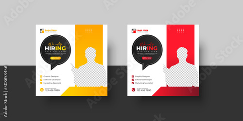 We are hiring job vacancy social media post or square web banner template design
