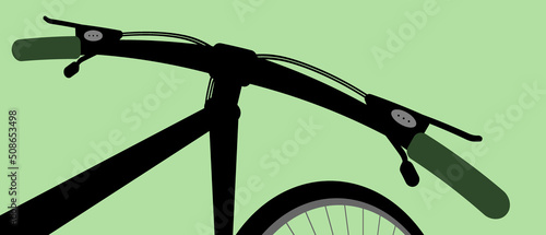 Mountain bike details, close-up, flat vector stock illustration with handlebars, rada isolated