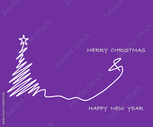 christmas card with christmas tree,merry christmas,happy new year,star,santa,jingle bell