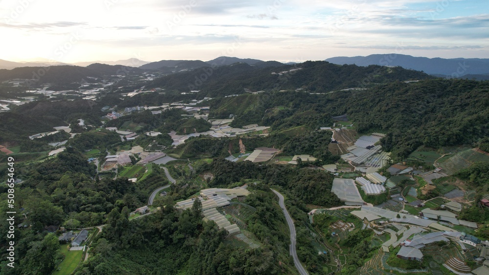 Obraz premium General Landscape View of the Brinchang District Within the Cameron Highlands Area of Malaysia