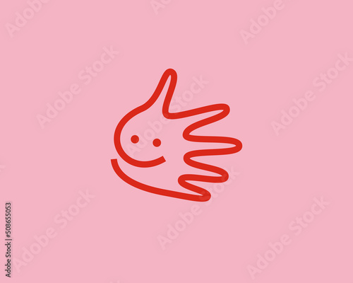 Abstract thin line hand and smile icon logo design template. Creative line art cute handprint, daycare, education vector sign symbol mark logotype.