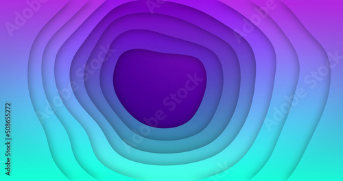 Image of rotating blue and purple organic forms moving on purple background