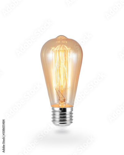 Retro, light bulb glowing, isolated product photo Fototapet