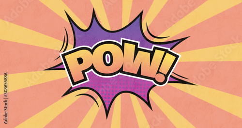 Fotografie Image of pow text over orange stripes