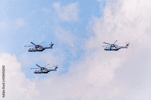 Fototapeta Naklejka Na Ścianę i Meble -  London, United Kingdom, 2nd June 2022 : RAF 70 aircraft flyby to celebrate the Queen's Platinum Jubilee
