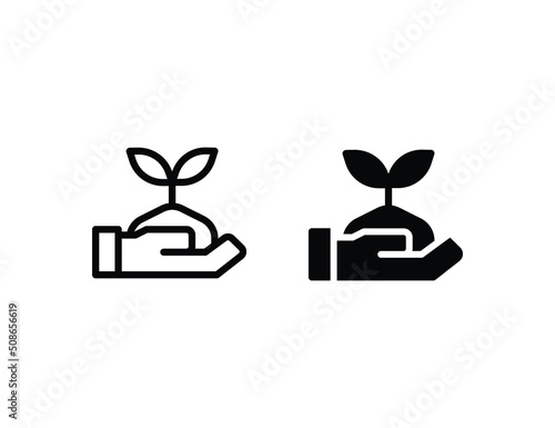 reforestation icon. outline icon and solid icon