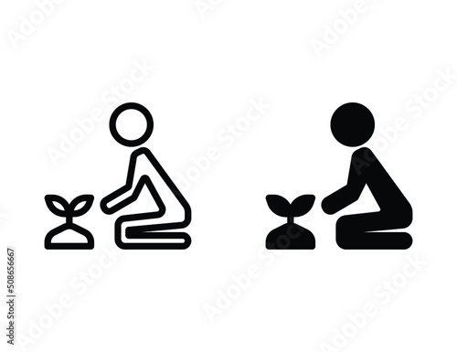 reforestation icon. outline icon and solid icon