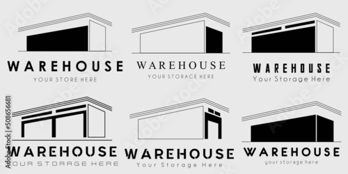 set of silhouette of warehouse logo vector illustration design