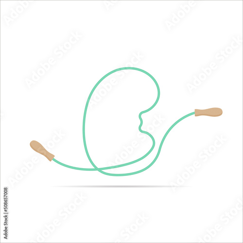 E letter logo made of jumping rope. Vector isolated font app logo, sports and healty design and more