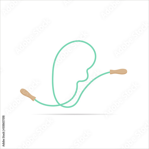 F letter logo made of jumping rope. Vector isolated font app logo, sports and healty design and more
