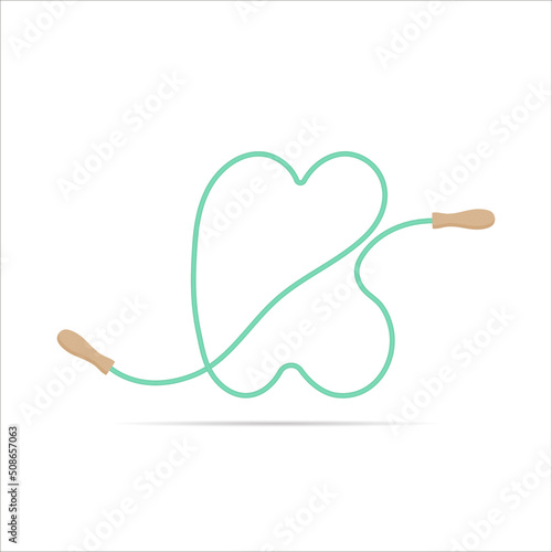 K letter logo made of jumping rope. Vector isolated font app logo, sports and healty design and more