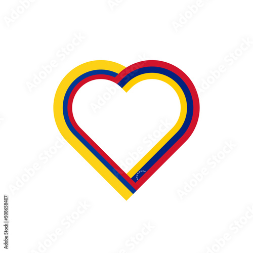 unity concept. heart ribbon icon of colombia and venezuela flags. vector illustration isolated on white background