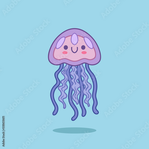 Cartoon cute jellyfish, ocean jellyfish cute illustration