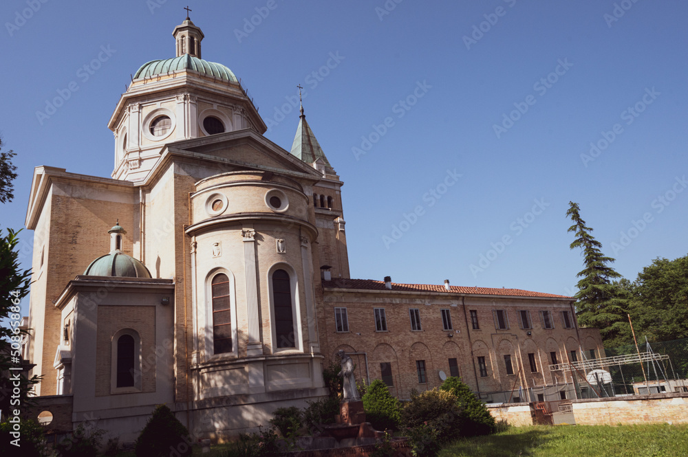 Italy, 2 June 2022. The church of Sant'Antonio di Padova in the center of Predappio in the province of Forli Cesena in Emilia Romagna