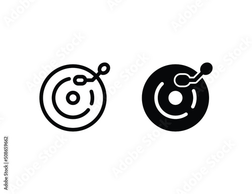 vinyl record icon. outline icon and solid icon