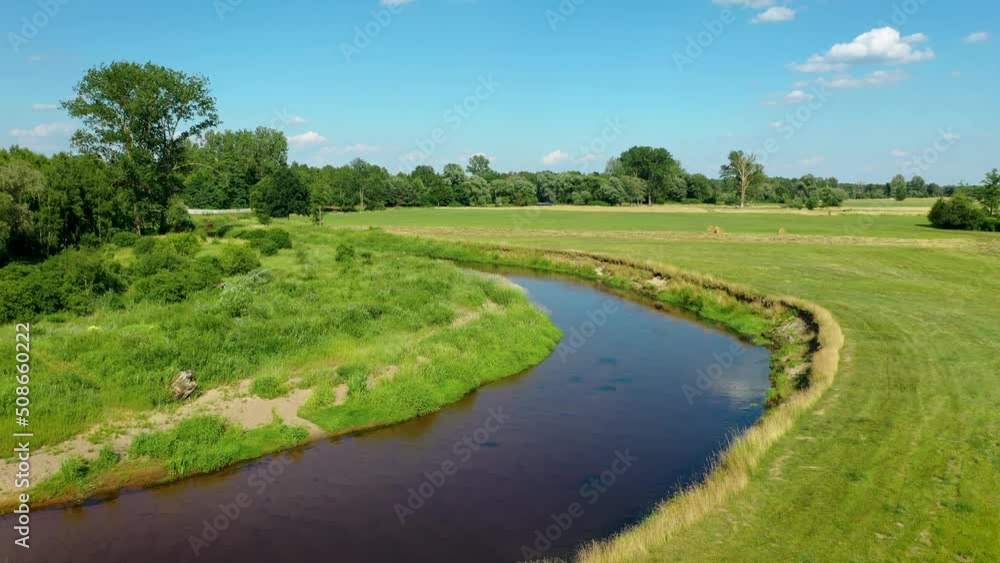 Aerial 4k video of Liwiec River, Mazowsze region of Poland Aerial 4k video of Liwiec River, Mazowsze region of Poland