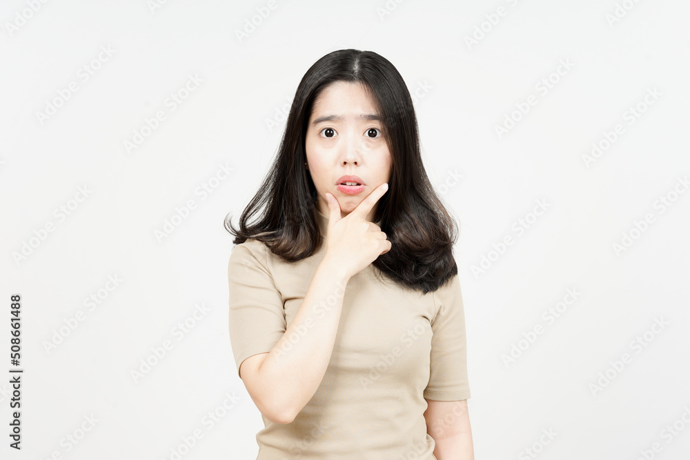 WOW Face Expression Of Beautiful Asian Woman Isolated On White Background WOW Face Expression Of Beautiful Asian Woman Isolated On White Background