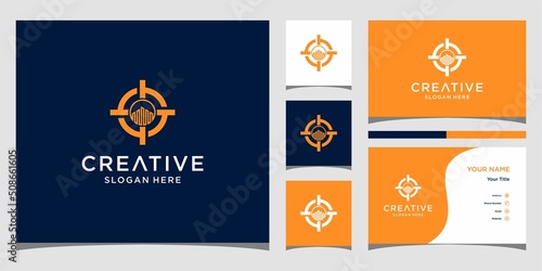 Target building logo designs template. building combined with target sign