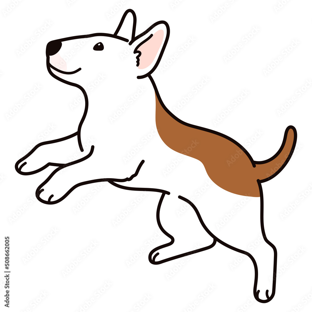 Cute and simple illustration of Bull Terrier Dog jumping