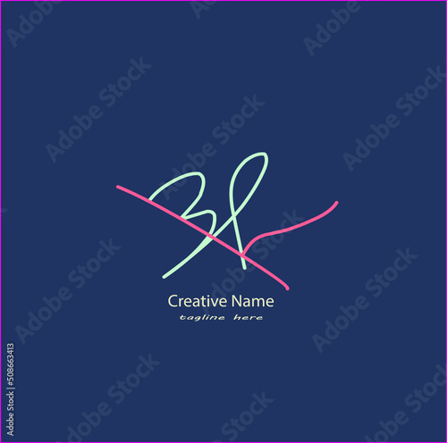 Bk Initial handwriting logo vector design