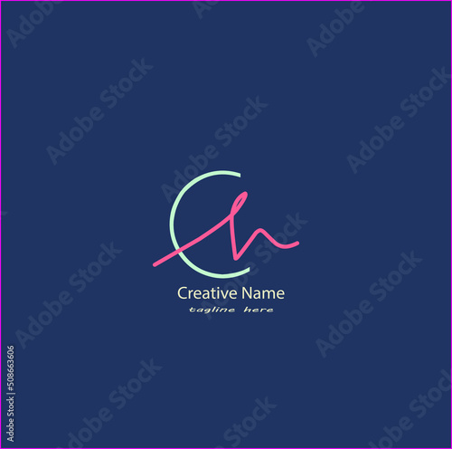 Ch Initial handwriting logo vector design