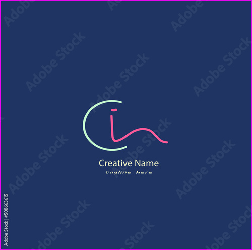 Ci Initial handwriting logo vector design