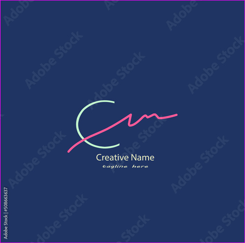 Cm Initial handwriting logo vector design