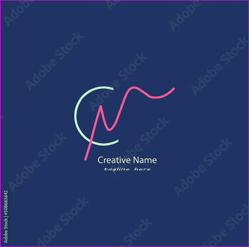Cn Initial handwriting logo vector design