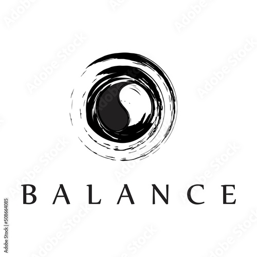 Abstract design of Yin and Yang symbol with brush stroke. Nature, balance.