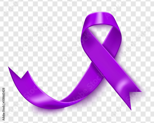 Testicular cancer awareness ribbon vector illustration isolated on white background. Realistic vector orchid silk ribbon with loop
