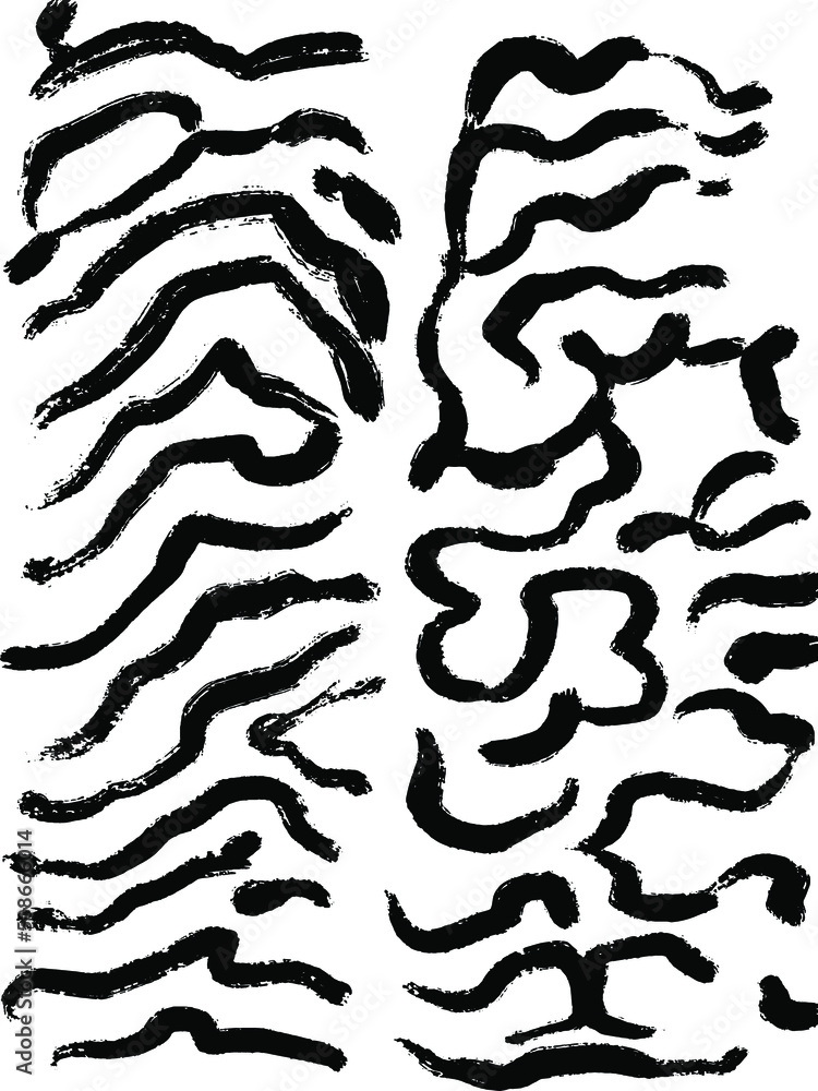 Abstract minimal black brush stroke lines. Vector hand drawn illustration Abstract minimal black brush stroke lines. Vector hand drawn illustration