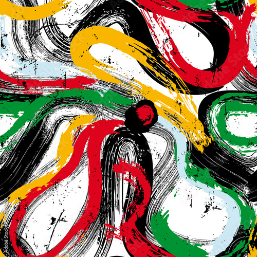 seamless abstract colorful background pattern, with waves, paint strokes and splashes