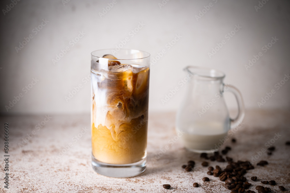 iced coffee marble pattern with milk iced coffee marble pattern with milk