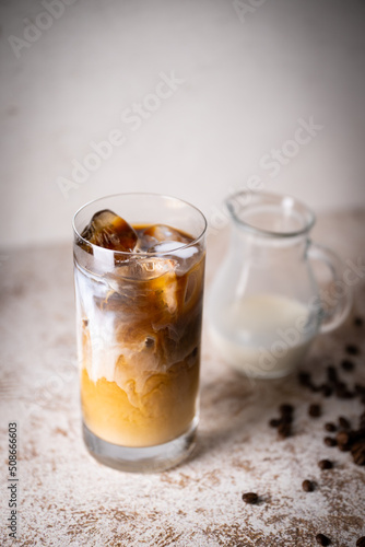iced coffee marble pattern with milk