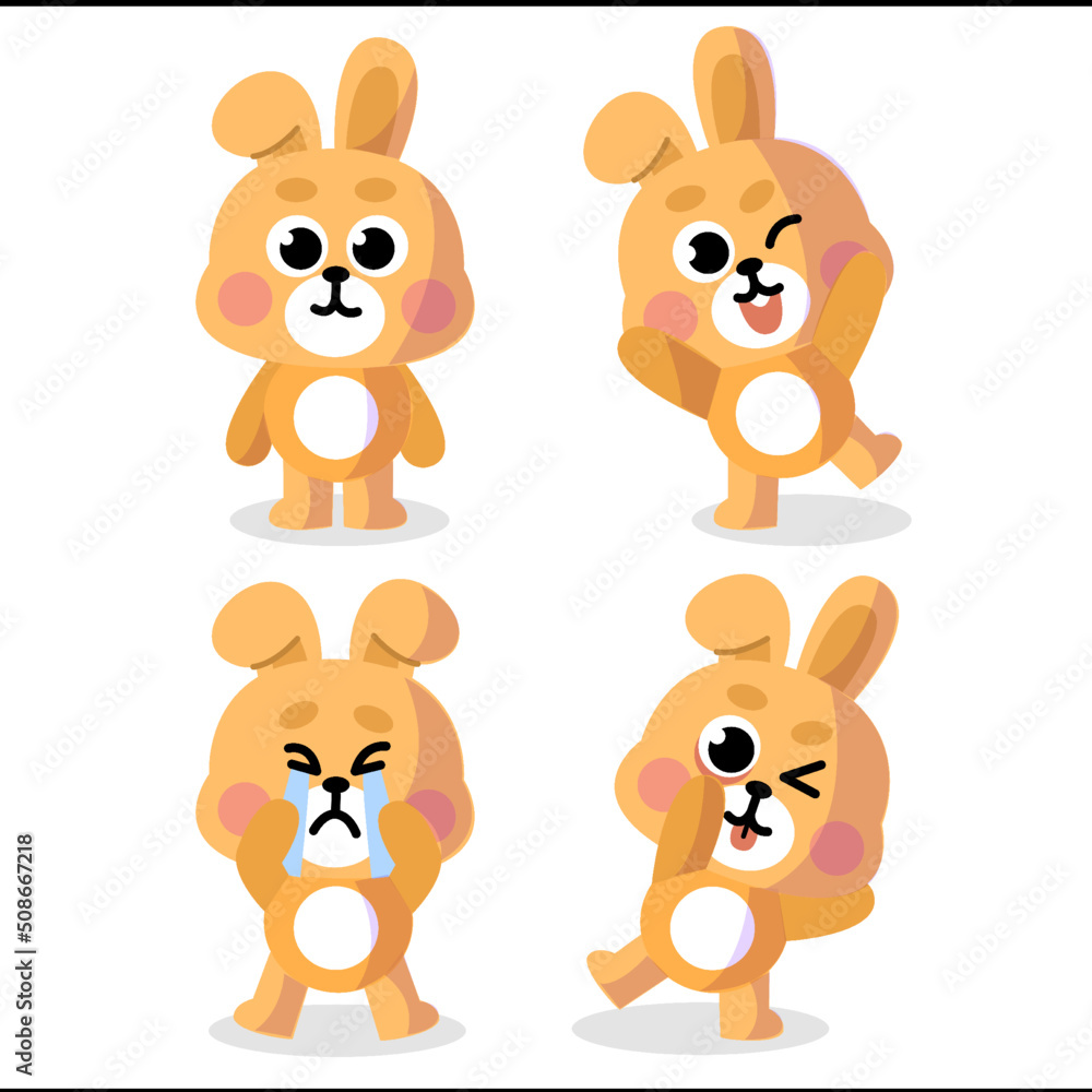 Funny Happy Little Rabbit Bunny Character Design Collection Asset Funny Happy Little Rabbit Bunny Character Design Collection Asset