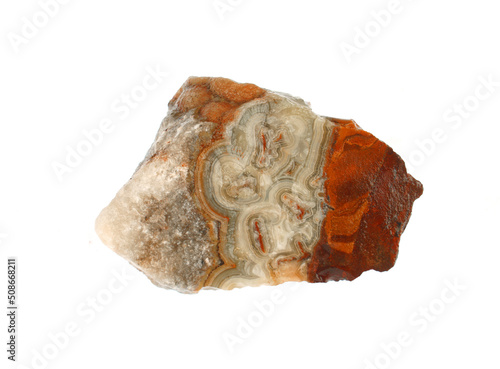 close up on lace agate rock isolated on white background