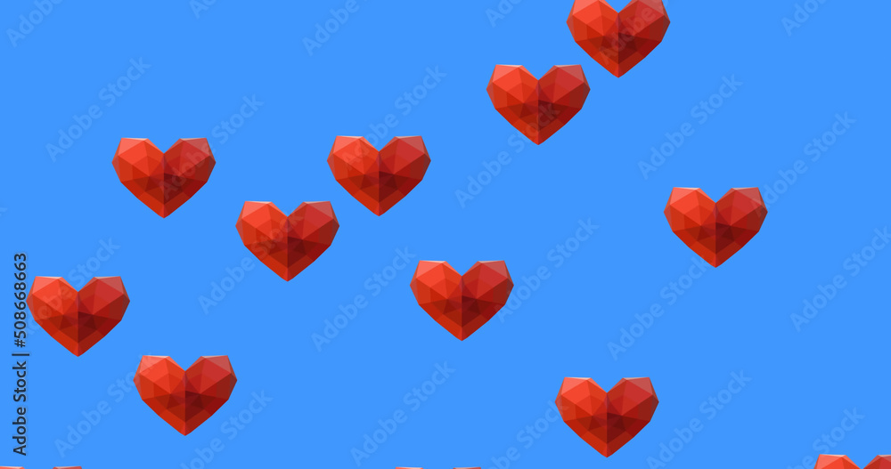 Image of falling emojis over blue background