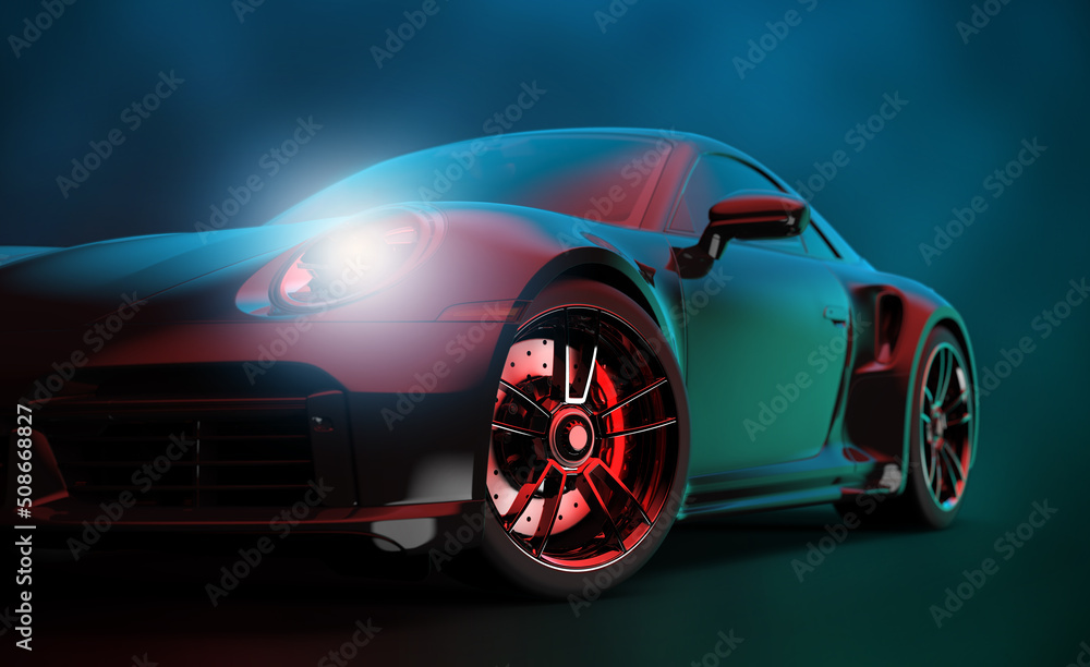 Generic sport unbranded car isolated on a dark background