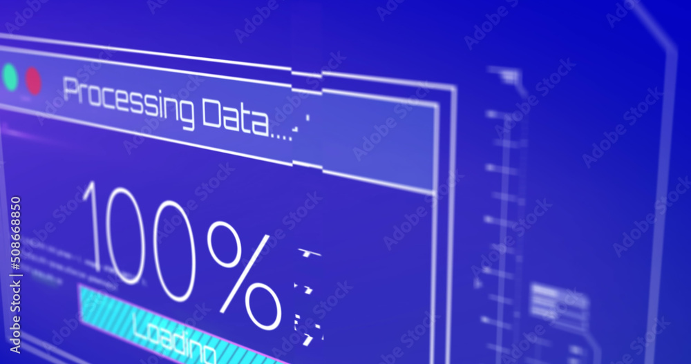 Obraz premium Image of data processing on blue background