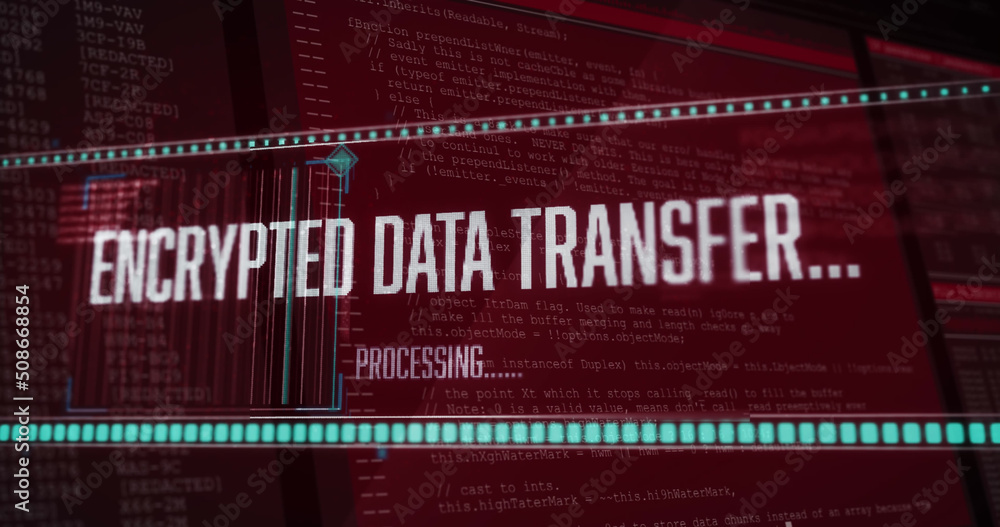 Image of data processing on red background