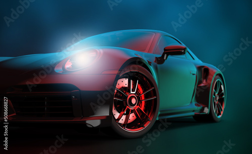 Generic sport unbranded car isolated on a dark background