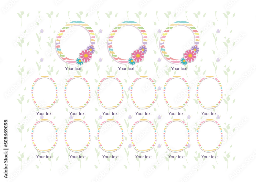 Kids photo frames with flowers. Photo album template. Kids photo frames with flowers. Photo album template.